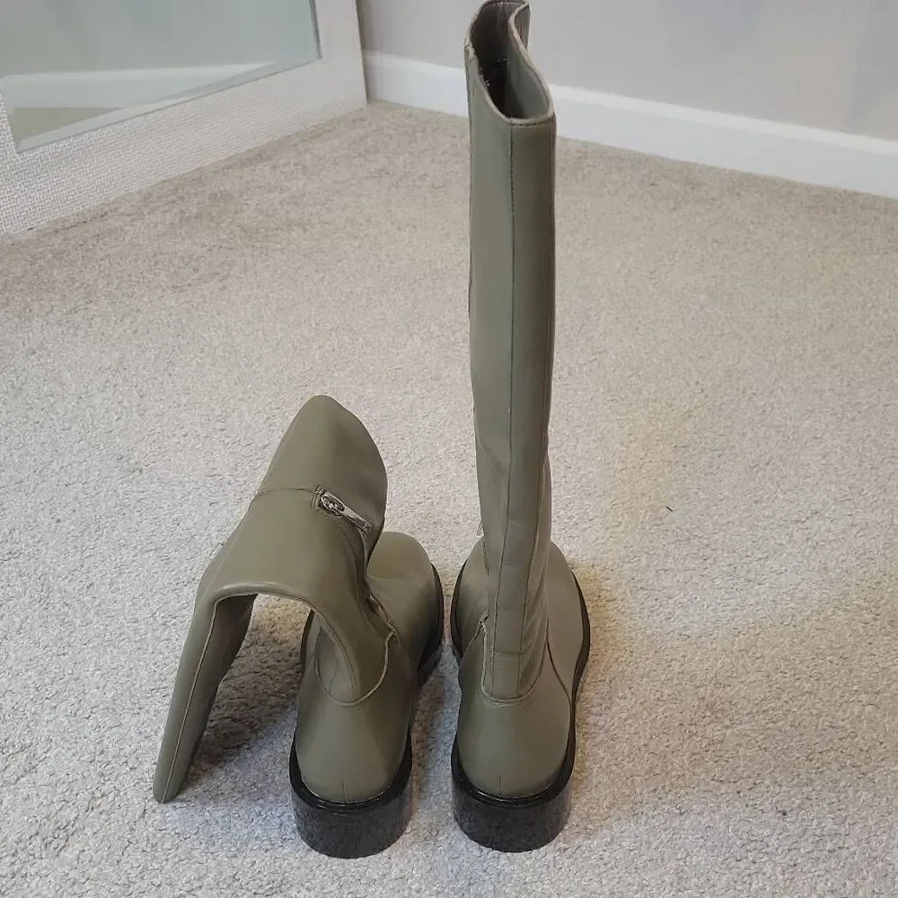Marc Fisher LTD Phidias Lugsole Boots Olive Leather Size 8